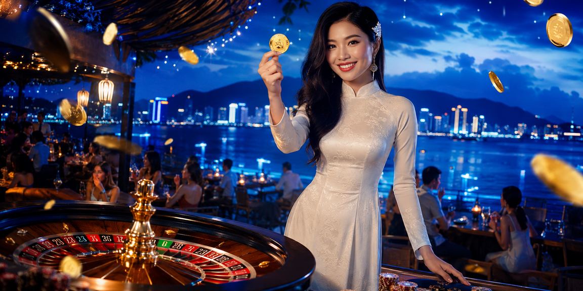 Trò chơi roulette trực tuyến với không khí Nha Trang và trang phục áo dài